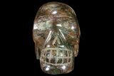 Polished Stone Skull With Malachite and Chalcopyrite #86298-2